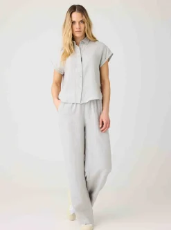Allt Under Överdelar|Skjortor & Blusar | Knowledge Cotton ATER fod up hort eeve inen hirt Da