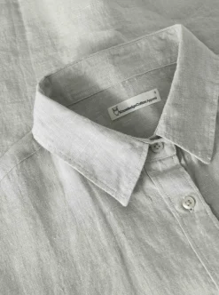 Clearance Knowledge Cotton ASTER fold up short sleeve linen shirt Dam