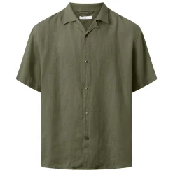 Online Knowledge Cotton Box fit short sleeved linen shirt GOTS/Vegan herr