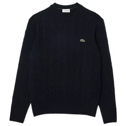 Allt Under Överdelar | Lacoste Cable Knit Carded Wool Crew Neck Sweater Herr
