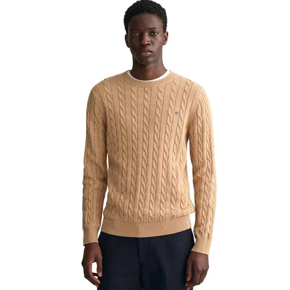 Allt Under Överdelar | GANT Cotton Cabe Knit Herr