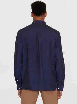 Knowledge Cotton Custom fit linen shirt GOTS/Vegan Herr