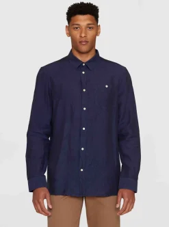 Knowledge Cotton Custom fit linen shirt GOTS/Vegan Herr