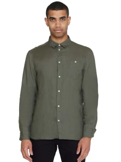 Clearance Knowledge Cotton Custom fit linen shirt GOTS/Vegan