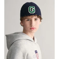 Online GANT G Badge Rib Knit Beanie Junior