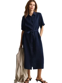 Allt Under Överdelar | GANT LINEN SHORT SLEEVE SHIRT DRESS DAM