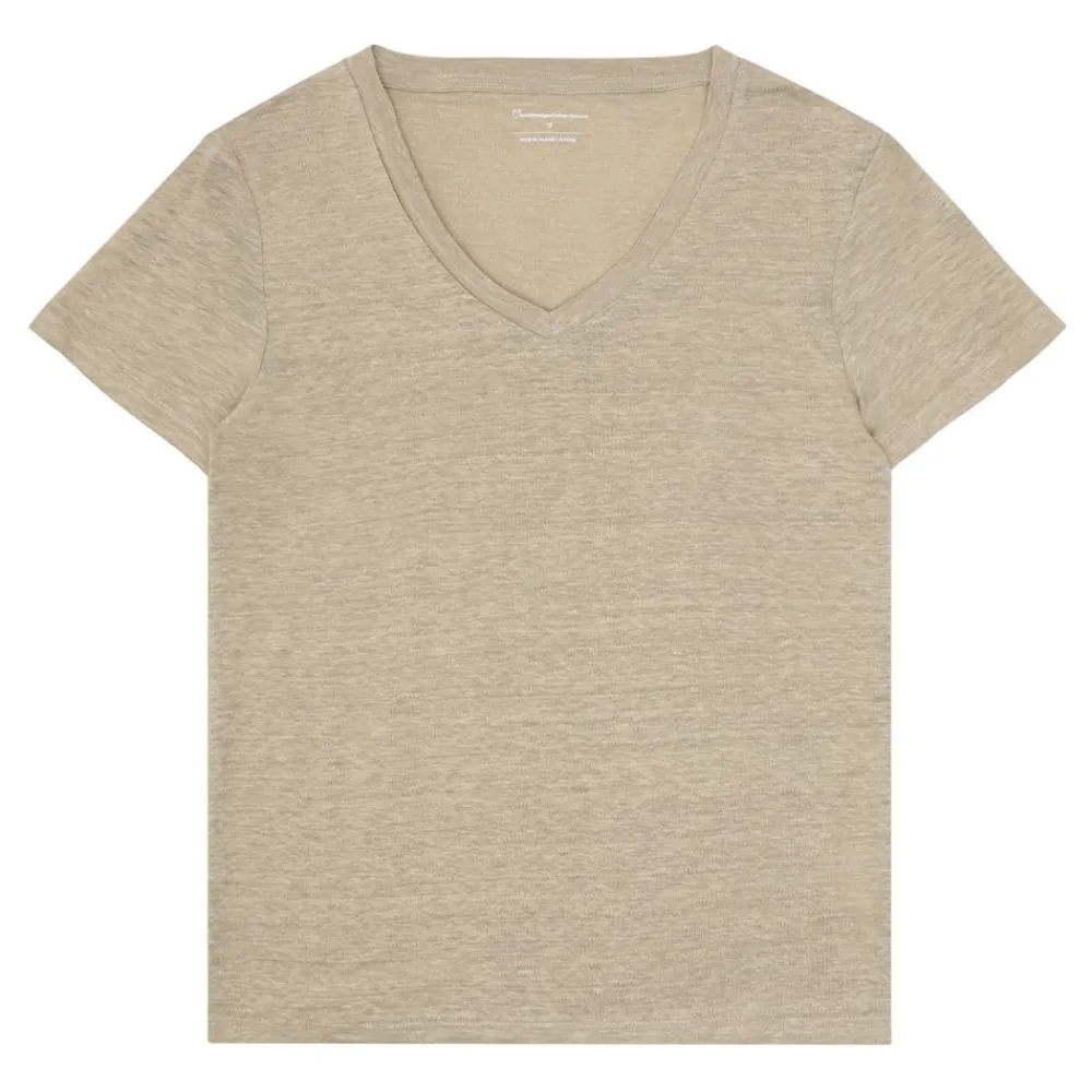 Hot Knowledge Cotton Linen v-neck t-shirt dam
