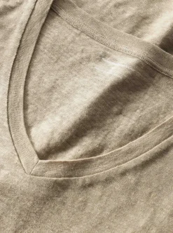 Hot Knowledge Cotton Linen v-neck t-shirt dam