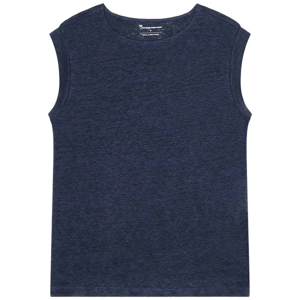 Outlet Knowledge Cotton Loose fold up linen t-shirt GOTS/Vegan Dam