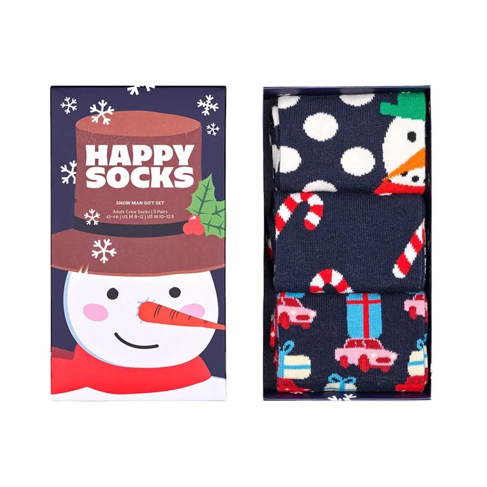 Hot Happy Socks 3-Pack Holiday Navy Socks Gift Set