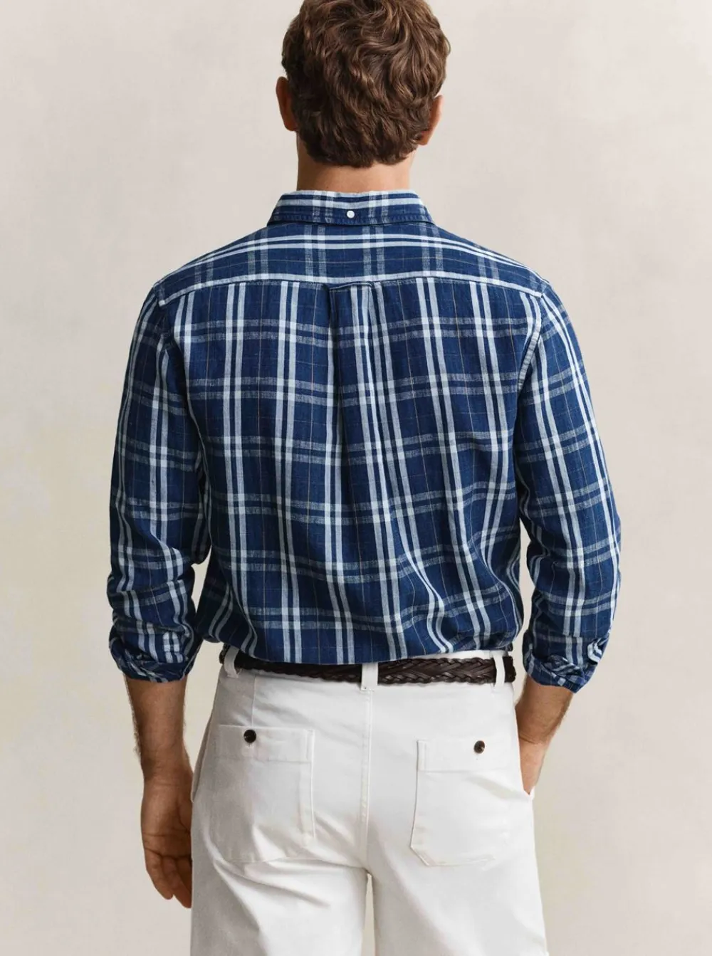 Skjortor|Allt Under Överdelar | GANT REGUAR COTTON INEN INDIGO CECKHK SHIRT HERR