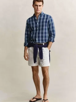 Skjortor|Allt Under Överdelar | GANT REGUAR COTTON INEN INDIGO CECKHK SHIRT HERR