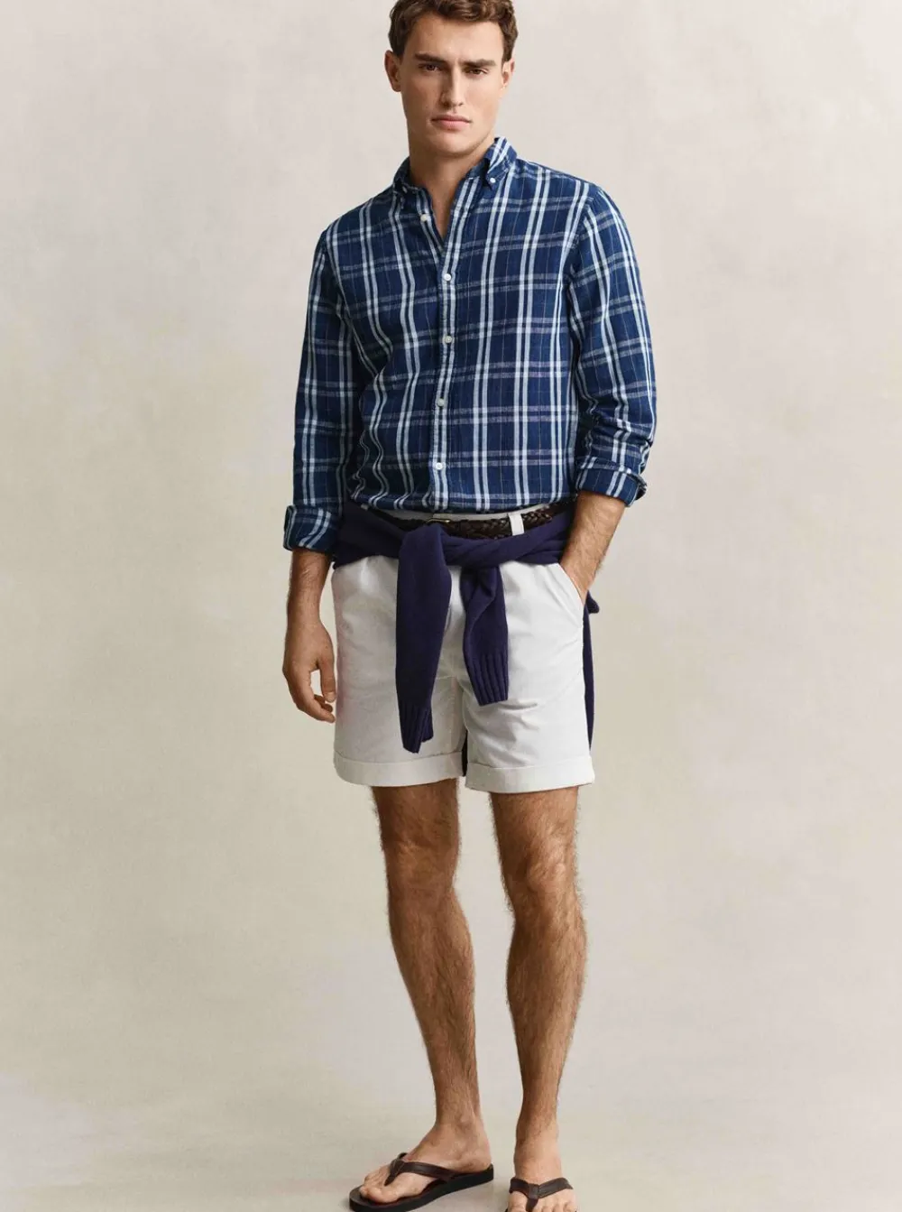 Skjortor|Allt Under Överdelar | GANT REGUAR COTTON INEN INDIGO CECKHK SHIRT HERR