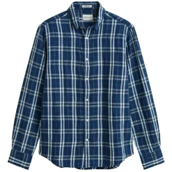 Skjortor|Allt Under Överdelar | GANT REGUAR COTTON INEN INDIGO CECKHK SHIRT HERR