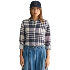 Allt Under Överdelar|Skjortor & Blusar | GANT Regular Fit Checked Cotton Silk Shirt Dam