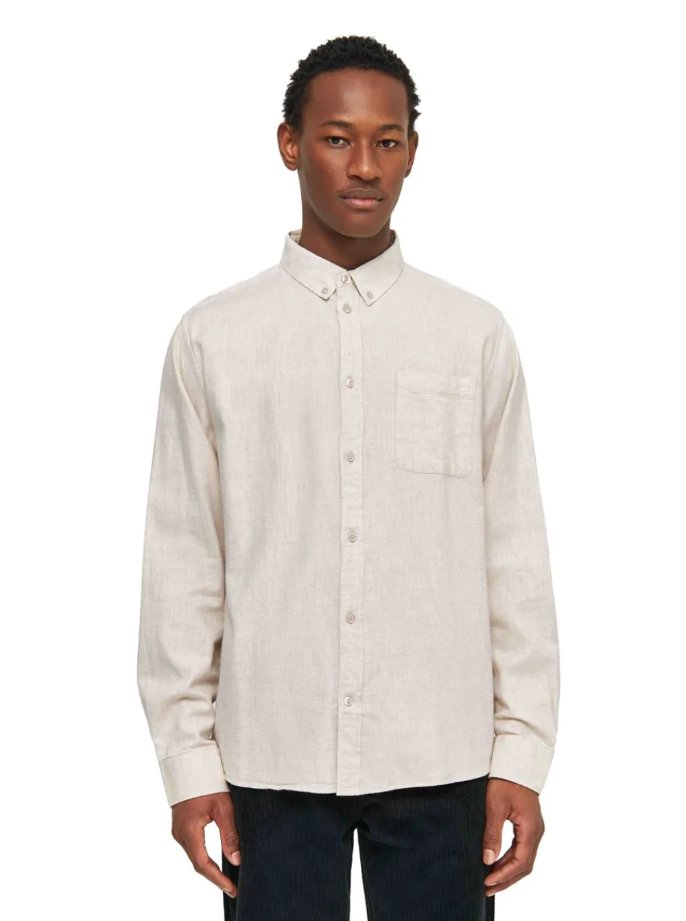 Hot Knowledge Cotton Regular fit melangé flannel shirt - GOTS/Vegan herr