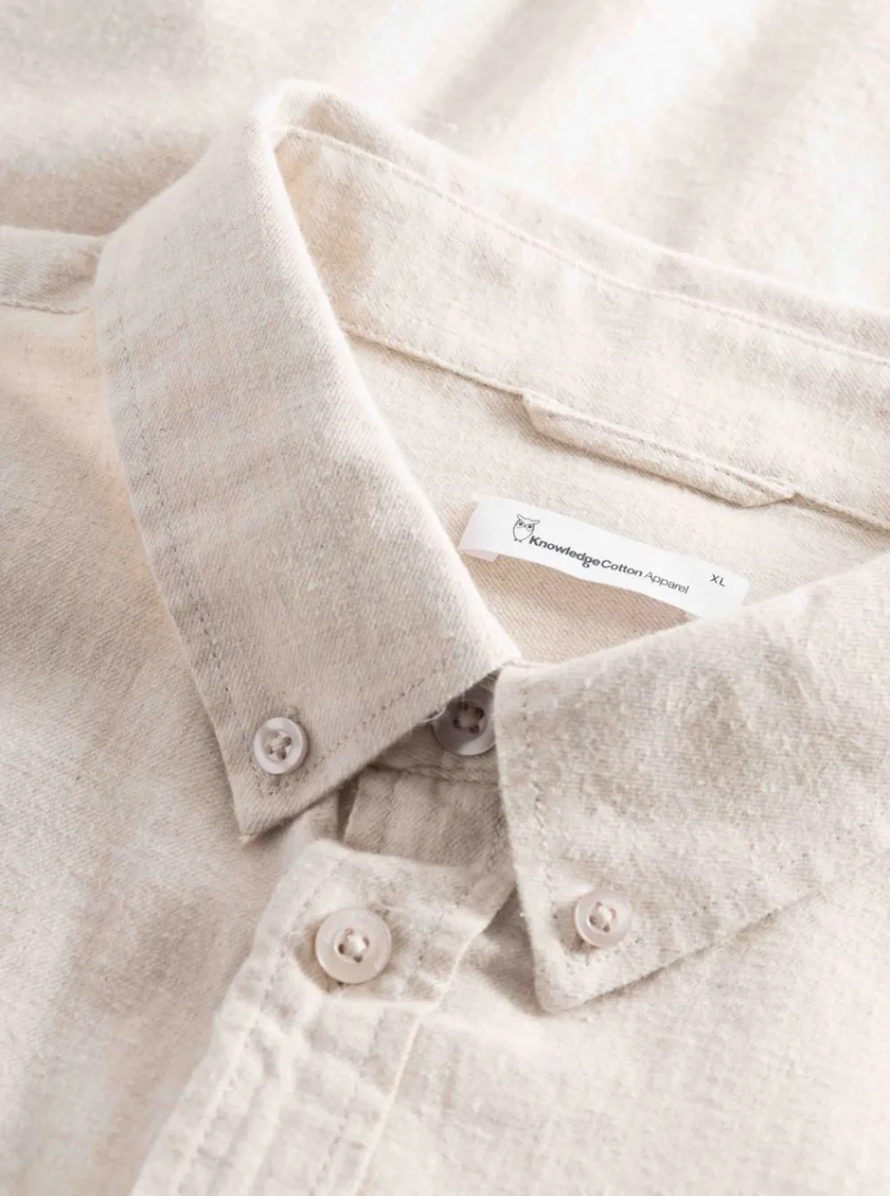 Hot Knowledge Cotton Regular fit melangé flannel shirt - GOTS/Vegan herr