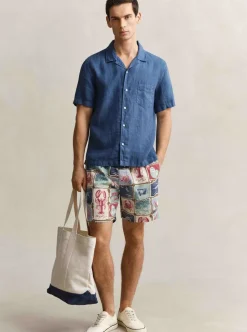 Discount GANT REGULAR GARMENT DYED LINEN SS CAMP SHIRT HERR