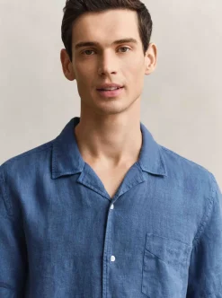 Discount GANT REGULAR GARMENT DYED LINEN SS CAMP SHIRT HERR