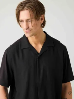 Knowledge Cotton Relaxed Linen-mix short sleeve shirt herr