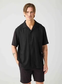 Knowledge Cotton Relaxed Linen-mix short sleeve shirt herr