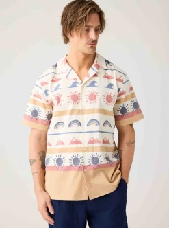 Clearance Knowledge Cotton Relaxed print short sleeve shirt