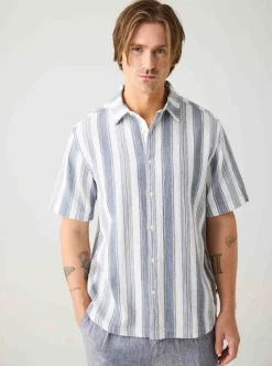 Best Knowledge Cotton Relaxed Stripe short sleeve shirt