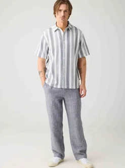 Best Knowledge Cotton Relaxed Stripe short sleeve shirt