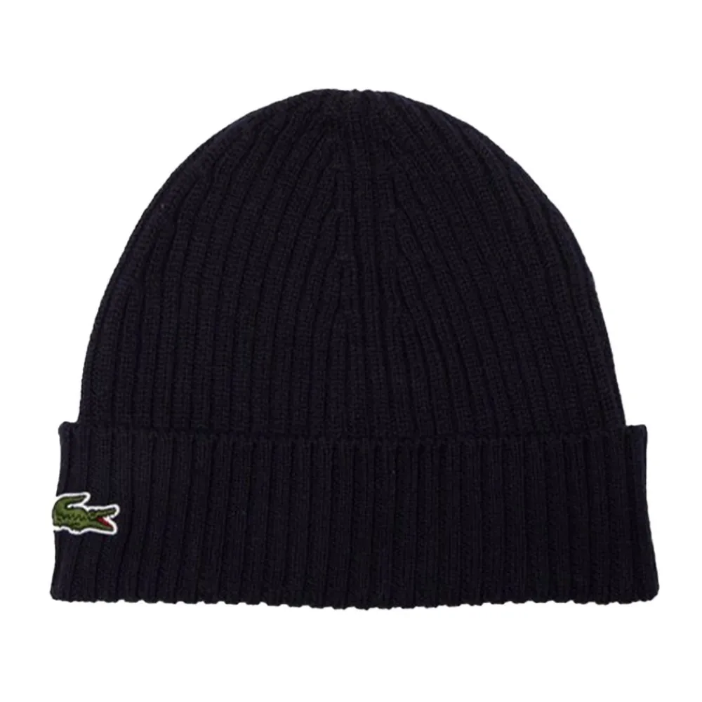 Sale Lacoste Ribbed Wool Beanie