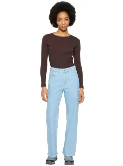 Discount Knowledge Cotton Rib Scoop neck long sleeved - GOTS/Vegan dam