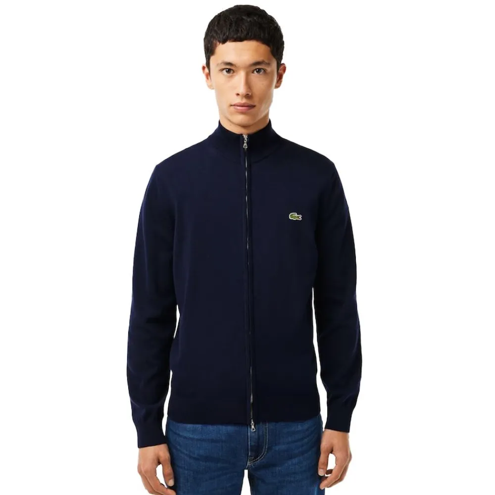 Hot Lacoste Stand-Up Collar Organic Cotton Zippered Sweater Herr
