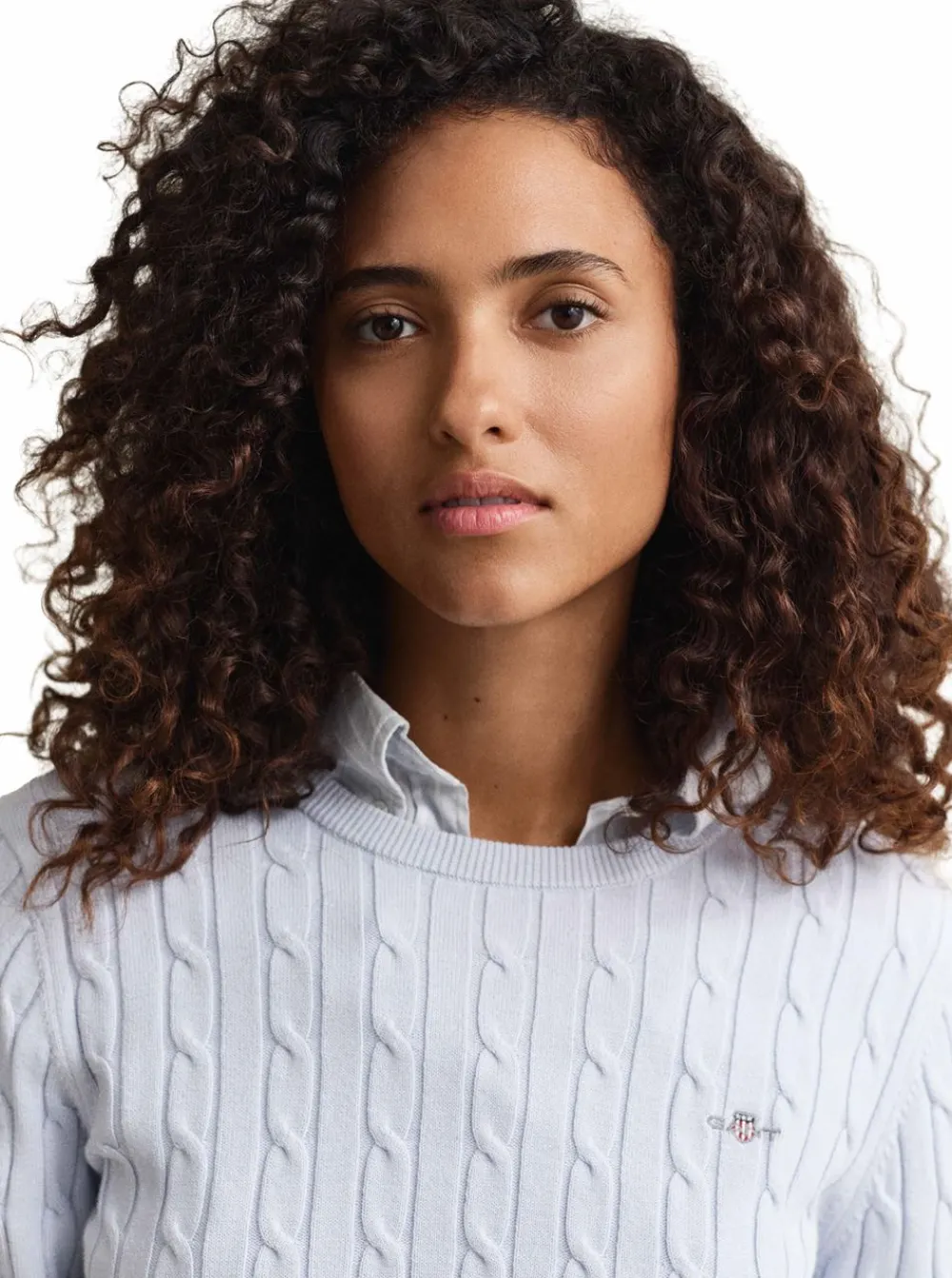 New GANT STRETCH COTTON CABLE C-NECK DAM