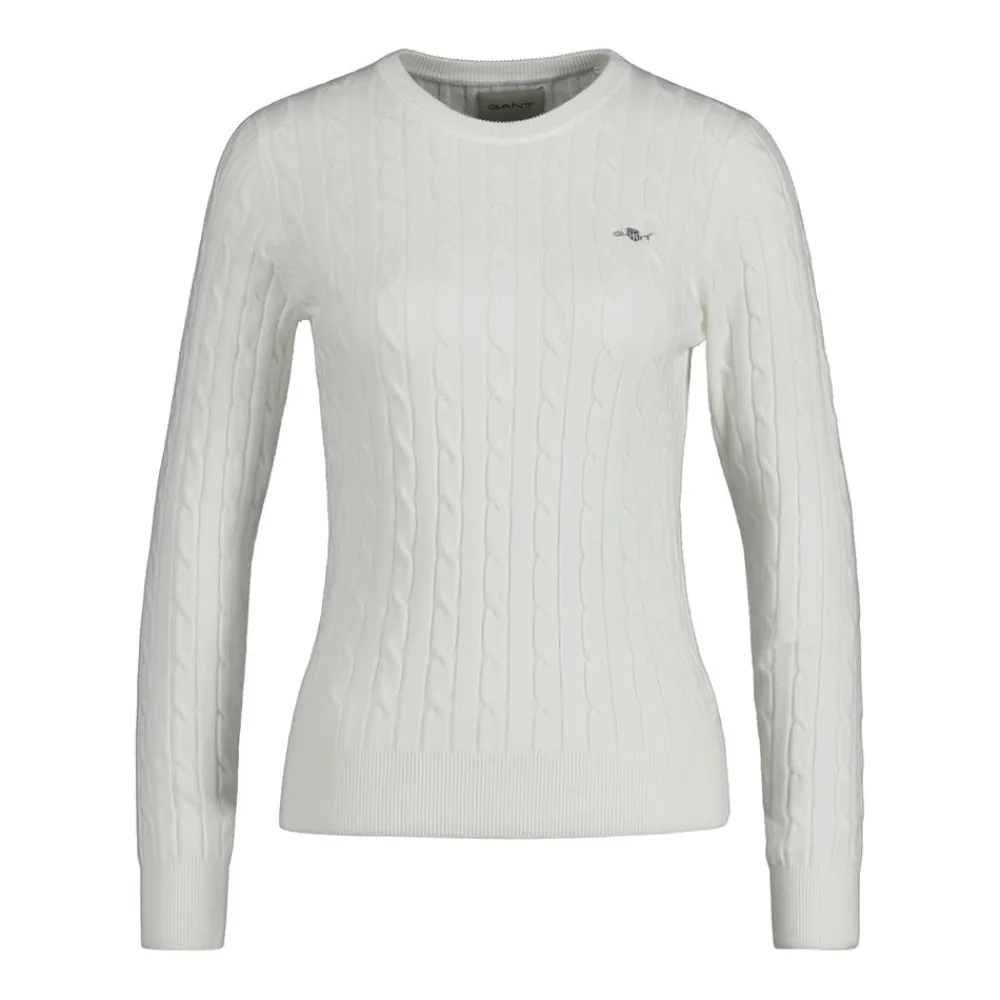 Discount GANT Stretch Cotton Cable C-neck Dam