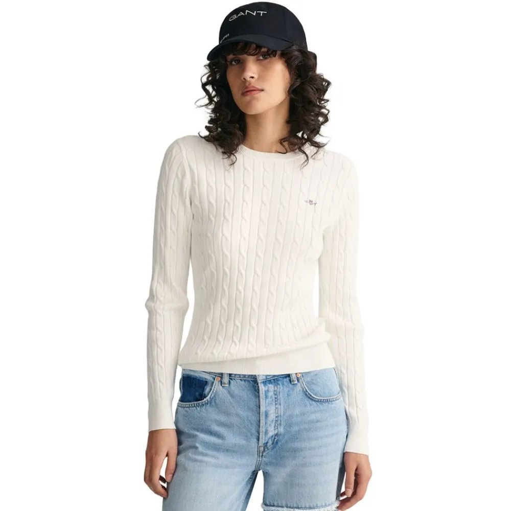 Discount GANT Stretch Cotton Cable C-neck Dam