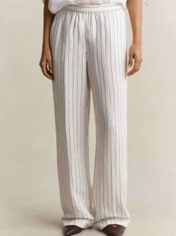 New GANT STRIPED LINEN BLEND PULL ON PANTS DAM