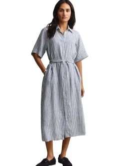 Allt Under Linnekläder|Linneklänningar & Linnekjolar | GANT STRIPED LINEN SHORT SLEEVE SHIRT DRESS