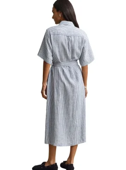 Allt Under Linnekläder|Linneklänningar & Linnekjolar | GANT STRIPED LINEN SHORT SLEEVE SHIRT DRESS