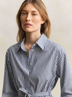 Allt Under Överdelar | GANT STRIPE POPLIN BELTED SHIRT DRESS DAM