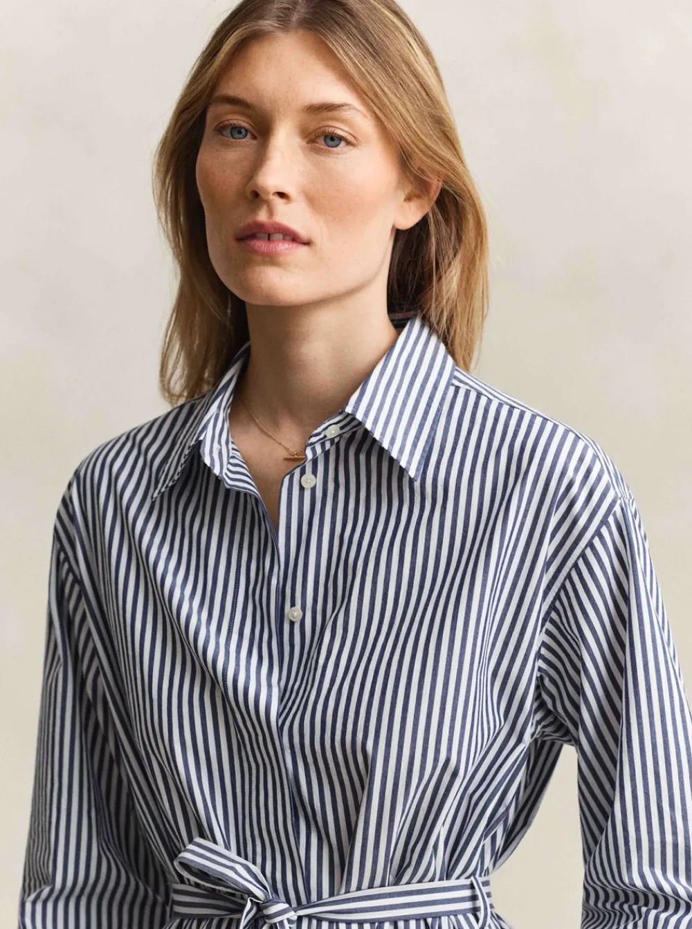Allt Under Överdelar | GANT STRIPE POPLIN BELTED SHIRT DRESS DAM