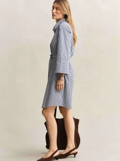 Allt Under Överdelar | GANT STRIPE POPLIN BELTED SHIRT DRESS DAM