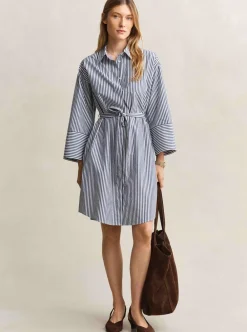 Allt Under Överdelar | GANT STRIPE POPLIN BELTED SHIRT DRESS DAM