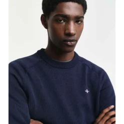 Clearance GANT Textured Cotton Crew Neck Herr