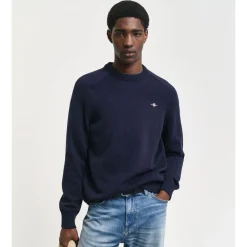 Clearance GANT Textured Cotton Crew Neck Herr